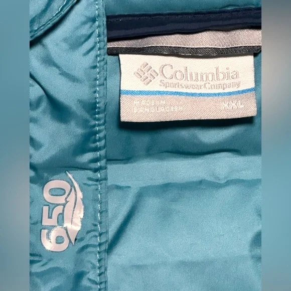 Columbia Men's Silver Falls Down Hooded Jacket Teal. size XXL PreLoved - Picture 7 of 9